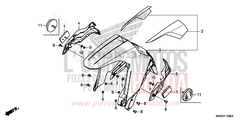PARAFANGO ANTERIORE per CRF1000 GRAND PRIX RED (R380B) del 2019