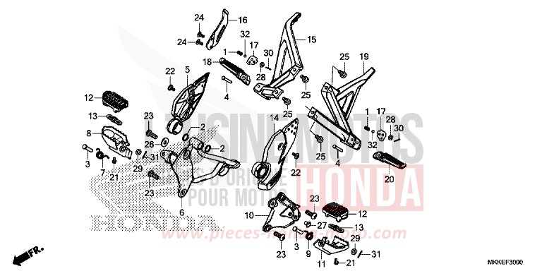 PEDANA per CRF1000 GRAND PRIX RED (R380B) del 2019