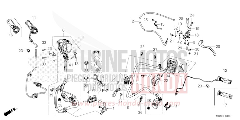 HANDLE LEVER/SWITCH/CABLE (MT) for CRF1100A PEARL GLARE WHITE (NHB53H) from 2020