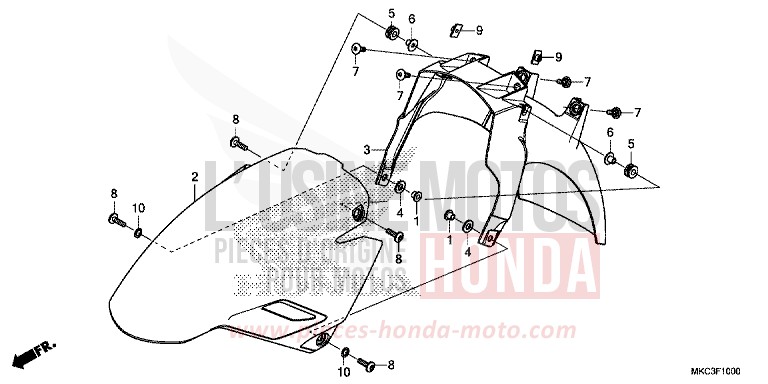 FRONT FENDER for GL1800 PEARL GLARE WHITE (NHB53) from 2018