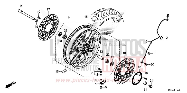 FRONT WHEEL for GL1800 PEARL GLARE WHITE (NHB53) from 2018