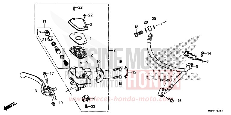FRONT BRAKE MASTER CYLINDER for GL1800 DARKNESS BLACK METALLIC (NH463) from 2019
