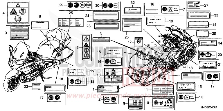 CAUTION LABEL for GL1800 CANDY ARDENT RED (R367) from 2020