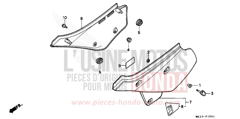SIDE COVER for XR600R SHASTA WHITE (NH138H) from 1992