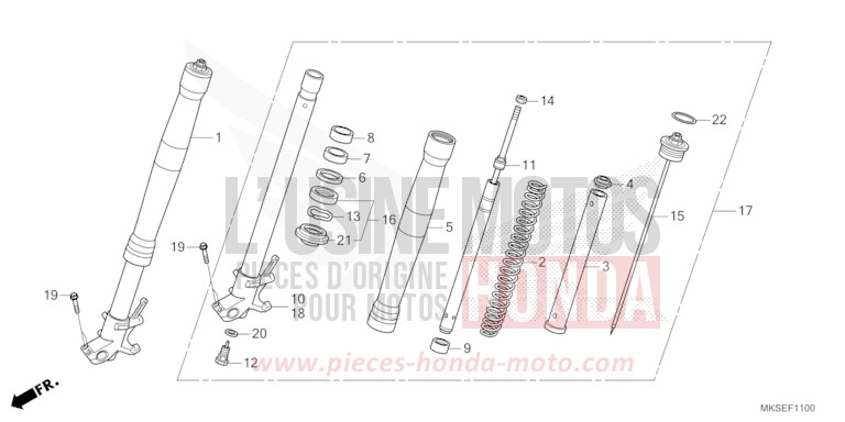 FRONT FORK (1) for CRF1100A PEARL GLARE WHITE (NHB53H) from 2021