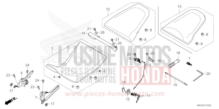 SEAT for CRF1100A PEARL GLARE WHITE (NHB53H) from 2021