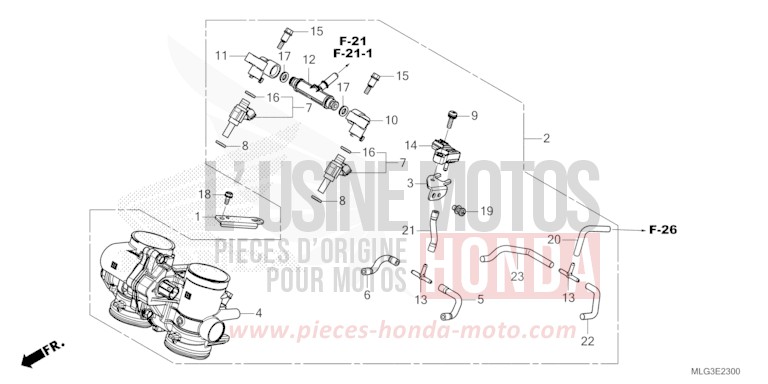 THROTTLE BODY for CRF1100A PEARL GLARE WHITE (NHB53H) from 2022