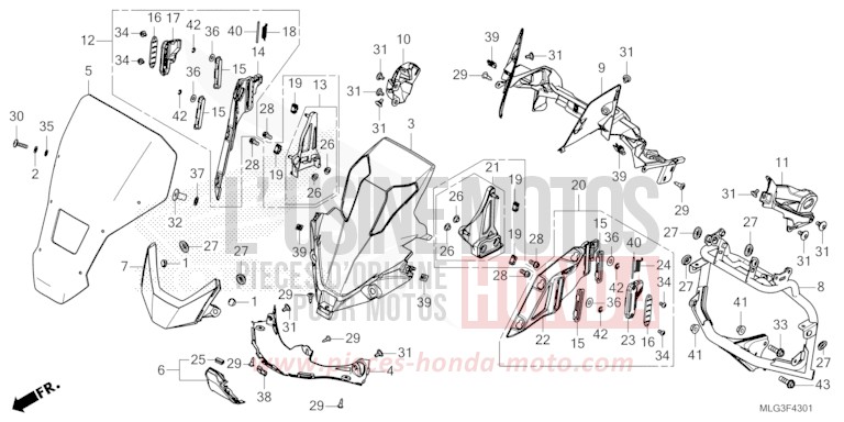FRONT COVER (CRF1100A2/A4/AL2/AL4/D2/D4/DL2/DL4) for CRF1100A PEARL GLARE WHITE (NHB53H) from 2022