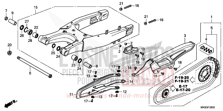 SWINGARM for CRF1100A PEARL GLARE WHITE (NHB53H) from 2020
