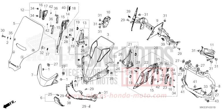 FRONT COVER (CRF1100A2/A4/AL2/AL4/D2/D4/DL2/DL4) for CRF1100A PEARL GLARE WHITE (NHB53H) from 2020