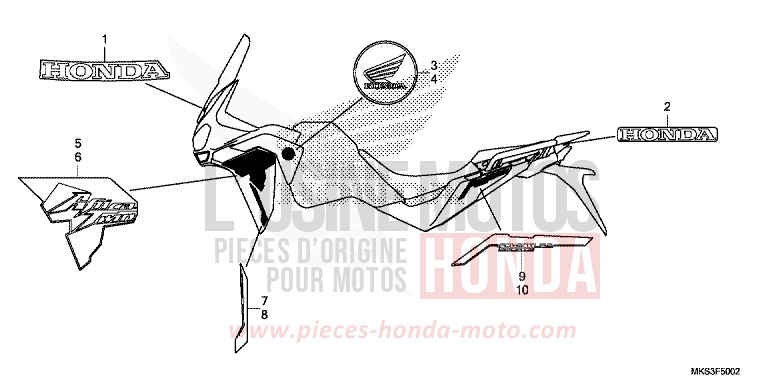 MARK/STRIPE (3) for CRF1100A DARKNESS BLACK METALLIC (NH463) from 2020