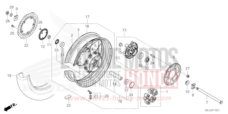 REAR WHEEL (2) for CRF1100A PEARL GLARE WHITE (NHB53H) from 2022