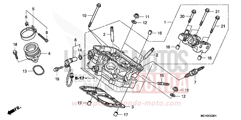 REAR CYLINDER HEAD for DN-01 GRAPHITE BLACK (NHB01) from 2008