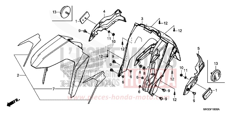 FRONT FENDER for CRF1100A GRAND PRIX RED (R380B) from 2020