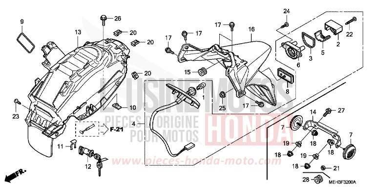 REAR FENDER for DN-01 GRAPHITE BLACK (NHB01) from 2008