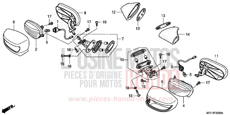 WINKER/MIRROR for DN-01 GRAPHITE BLACK (NHB01) from 2008