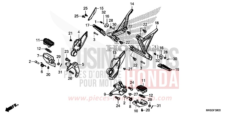PEDANA per CRF1100A GRAND PRIX RED (R380B) del 2020