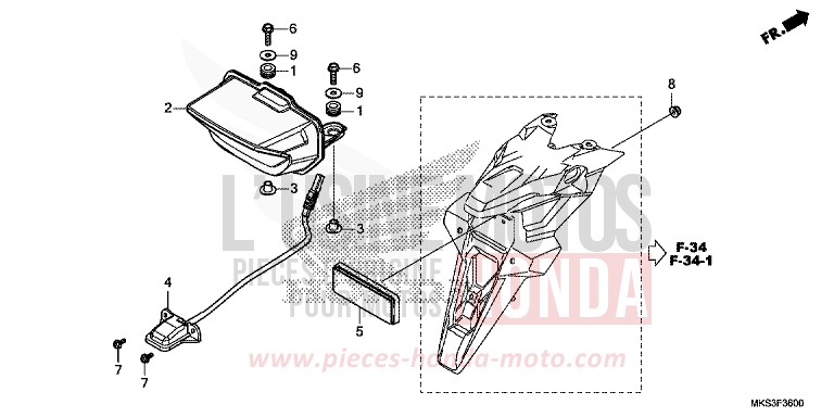 TAILLIGHT/LICENSE LIGHT for CRF1100A GRAND PRIX RED (R380B) from 2020
