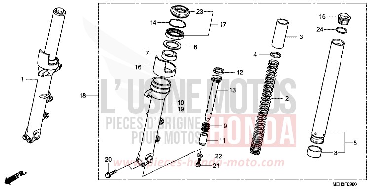 FORCELLA ANTERIORE per DN-01 GRAPHITE BLACK (NHB01) del 2009