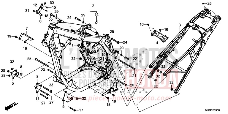 FRAME BODY for CRF1100A GRAND PRIX RED (R380B) from 2020