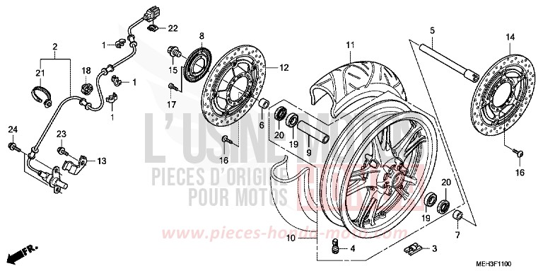 FRONT WHEEL for DN-01 GRAPHITE BLACK (NHB01) from 2009