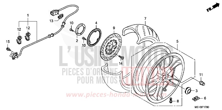 REAR WHEEL for DN-01 GRAPHITE BLACK (NHB01) from 2009