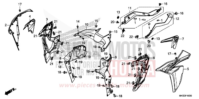 MIDDLE COWL (CRF1100A/AL/D/DL) for CRF1100A GRAND PRIX RED (R380B) from 2020
