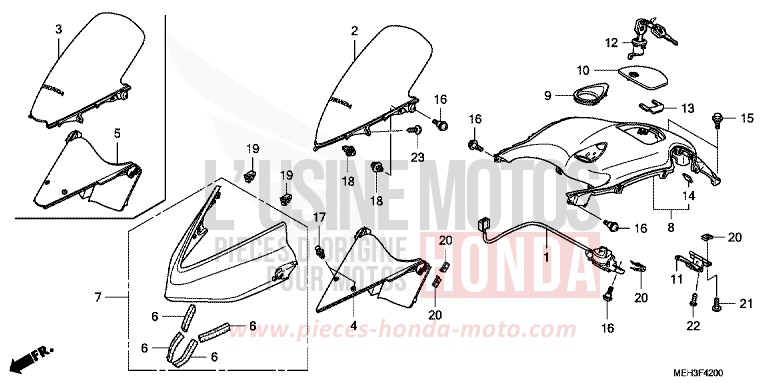 UPPER COWL for DN-01 PEARL SUNBEAM WHITE (NHA66) from 2009
