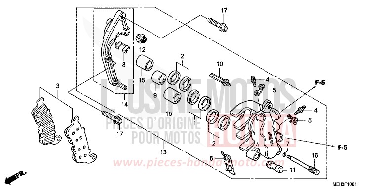 L. FRONT BRAKE CALIPER for DN-01 SWORD SILVER METALLIC (NHA95) from 2009