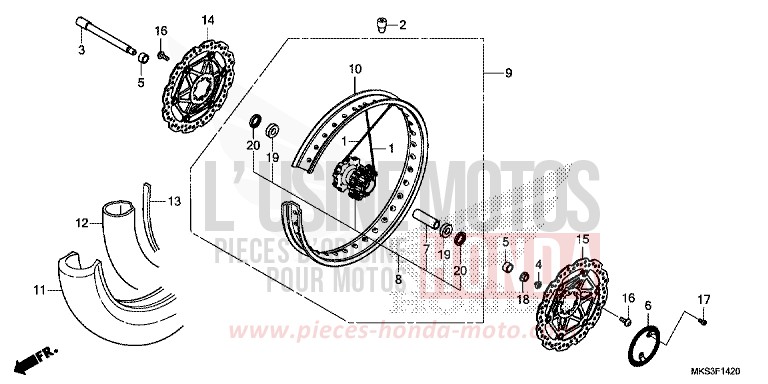FRONT WHEEL (1) for CRF1100A MAT BALLISTIC BLACK METALLIC (NHA86) from 2020