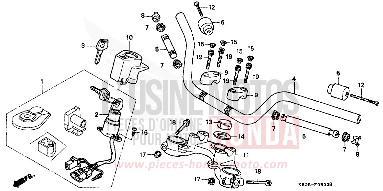 TUYAU DE GUIDON/PONT SUPERIEUR for   from 