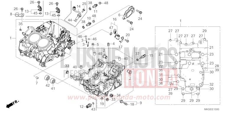CRANKCASE for CRF1100A GRAND PRIX RED (R380B) from 2021