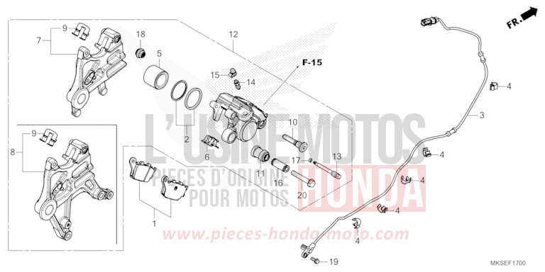 REAR BRAKE CALIPER for CRF1100A GRAND PRIX RED (R380B) from 2021