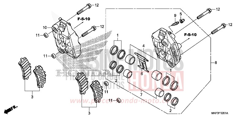 FRONT BRAKE CALIPER (CBR1000S1/S2) for CBR1000SP VICTORY RED (R334X) from 2017