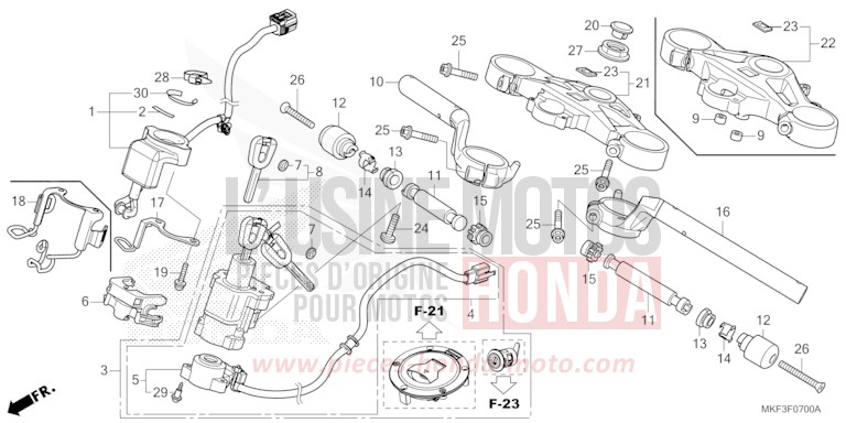 HANDLE PIPE/TOP BRIDGE for CBR1000SP VICTORY RED (R334X) from 2017