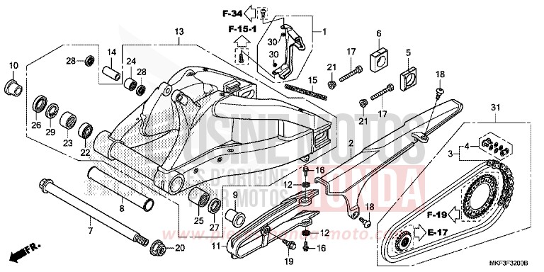 SWINGARM for CBR1000SP VICTORY RED (R334X) from 2017