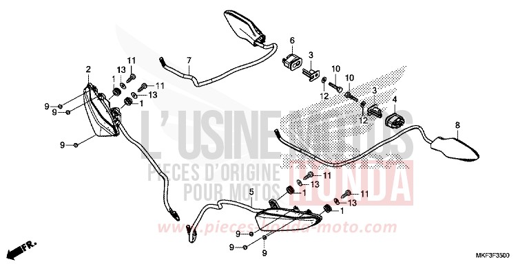 FRECCIA (1) per CBR1000SP VICTORY RED (R334X) del 2017