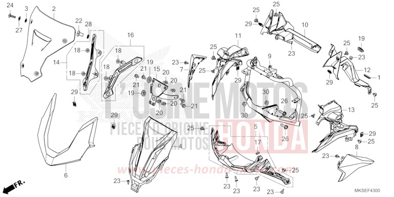FRONT COVER (CRF1100A/AL/D/DL) for CRF1100A GRAND PRIX RED (R380B) from 2021
