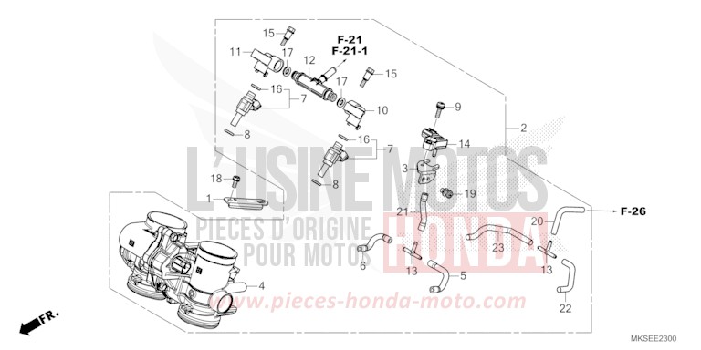 THROTTLE BODY for CRF1100A PEARL GLARE WHITE (NHB53H) from 2021