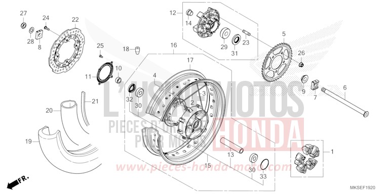 REAR WHEEL (1) for CRF1100A PEARL GLARE WHITE (NHB53H) from 2021