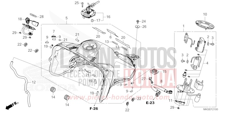 FUEL TANK/FUEL PUMP (1) for CRF1100A PEARL GLARE WHITE (NHB53H) from 2021