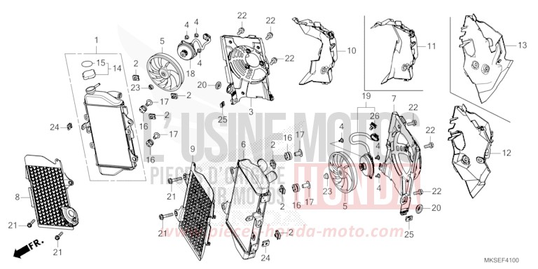 RADIATOR for CRF1100A PEARL GLARE WHITE (NHB53H) from 2021