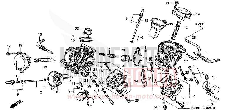 CARBURATEUR (PIECES CONSTITUTIVES) (VT125C1/3) (VT125C21) for   from 
