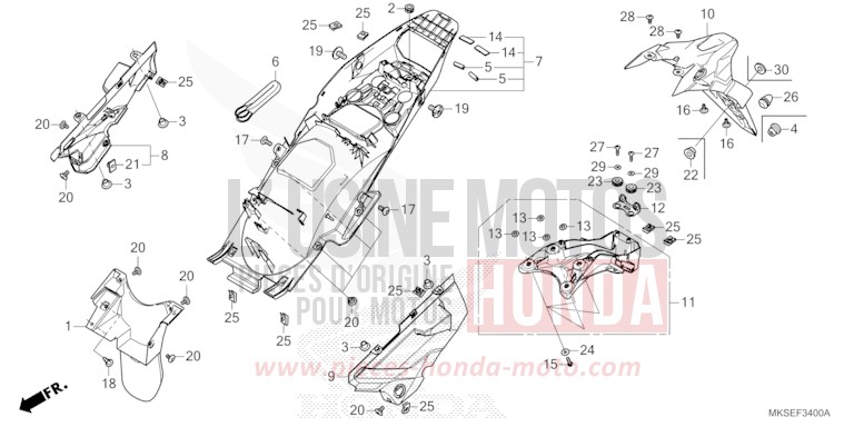 REAR FENDER (CRF1100A/AL/D/DL) for CRF1100A MAT BALLISTIC BLACK METALLIC (NHA86) from 2021