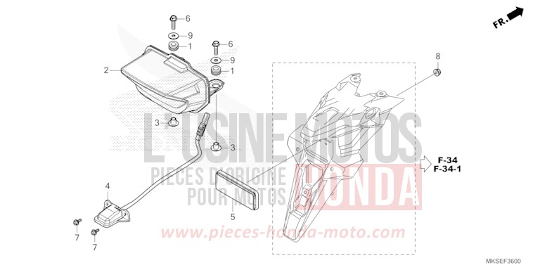 TAILLIGHT/LICENSE LIGHT for CRF1100A MAT BALLISTIC BLACK METALLIC (NHA86) from 2021