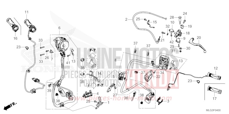 HANDLE LEVER/SWITCH/CABLE (MT) for CRF1100A GRAND PRIX RED (R380B) from 2022