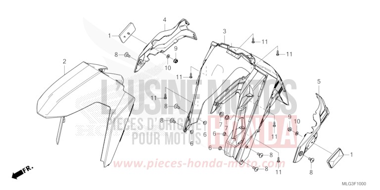 FRONT FENDER for CRF1100A GRAND PRIX RED (R380B) from 2022