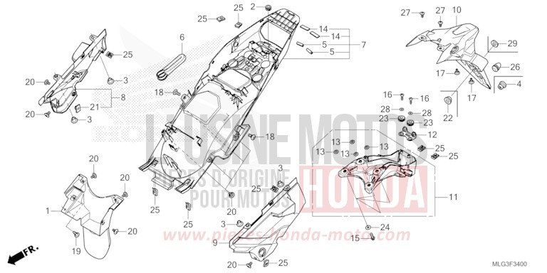 REAR FENDER (CRF1100A/AL/D/DL) for CRF1100A PEARL GLARE WHITE (NHB53H) from 2022
