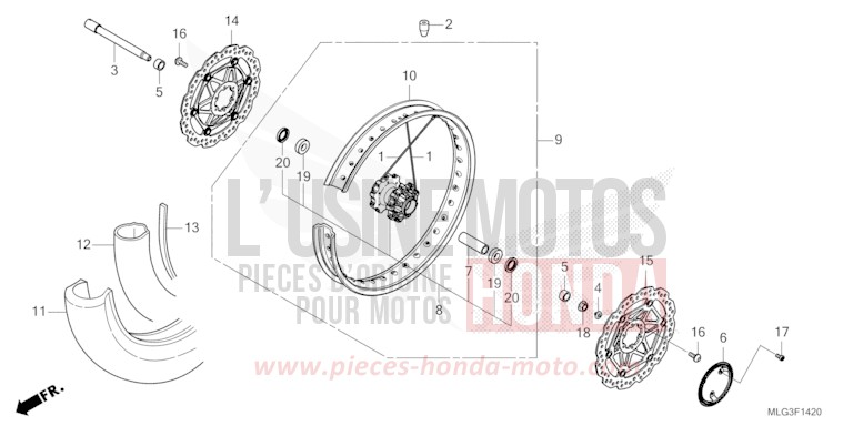 FRONT WHEEL (1) for CRF1100A MAT BALLISTIC BLACK METALLIC (NHA86) from 2022