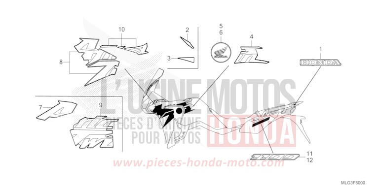 MARK/STRIPE (1) for CRF1100A MAT BALLISTIC BLACK METALLIC (NHA86) from 2022